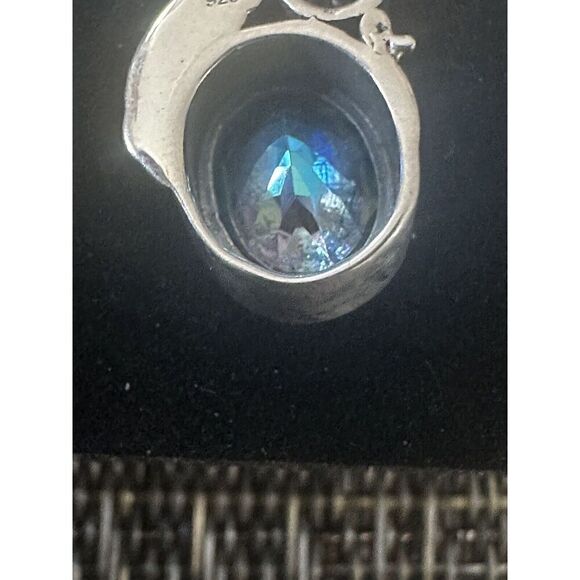 925 Sterling Silver Blue Petalite & Garnet Drop Earrings - Picture 4 of 4